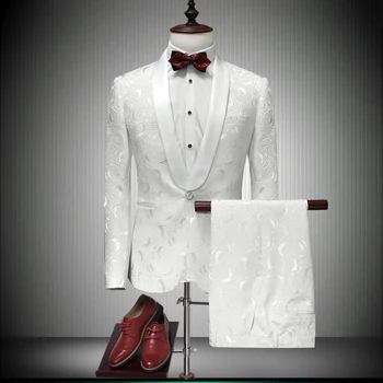 Itālijas Vīriešu Tailcoat Balto Kāzu Uzvalki Vīriešiem Groomsmen Tērpi 2 Gabali Sasniedza Atloks Līgavainis Kāzu Kleitu Vīriešu Uzvalki