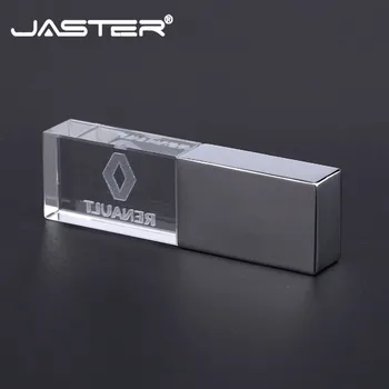 JASTER renault kristāla + metāla USB flash drive pendrive 4GB 8GB 16GB 32GB 64GB, 128GB Ārējās atmiņas atmiņas karti un u diska