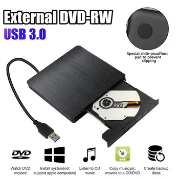 Ārējā USB 3.0 DVD ātrgaitas RW CD Rakstnieks Slim Flat Matēts Graudu Disku Rakstītājs, Lasītājs Player, PC Klēpjdators Optisko Disku