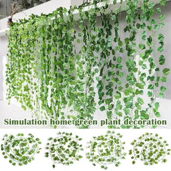 Simulācijas Piekārtiem Augiem Atstāj Set Green Rotangpalmas Rāpulis Plastmasas Lapu Sienas Mājās Apdare LAD-pārdošana