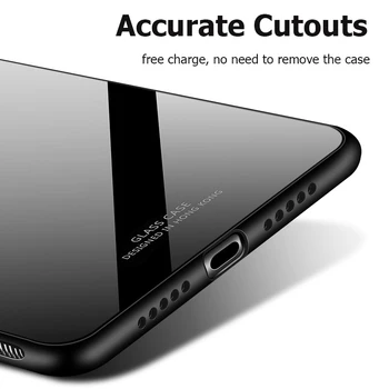 KEYSION Spīdīgs Rūdīts Stikls Case For Samsung Galaxy A6 A7 A8 A9 2018 Gadījumā Mīksta Silikona Rāmis Triecienizturīgs Cietais Vāks A750