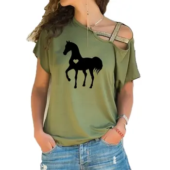 Sirds zirgu krekls zirgu t dāvana mīļāko zirgu jāšanas dāvanas apģērbu dzimšanas dienas svinības Nelegālo Šķībs Krusta Apsēju Tees
