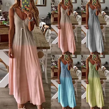 Sieviešu Boho Spageti Siksnas Ziedu Kleita Vasaras Kleita Vintage Ziedu Drukāt Bez Piedurknēm Sen Maxi Kleita Beach Brīvdienu Sundress 2020
