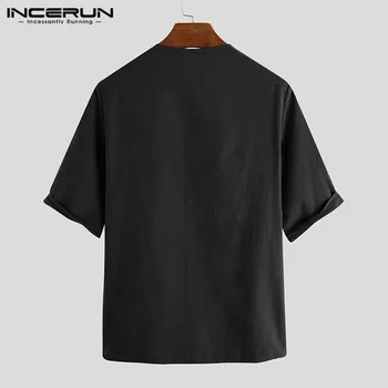 Vintage Krekls Vīriešu T Kreklu, Kokvilnas Lupatu V Kakla Ir 2021. Gadījuma Brīvs t-veida Topi Raibs Pusi Piedurknēm Ķīniešu Stila T-krekli S-3XL