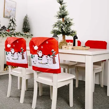 Krēsla Pārsegs Vakariņas Pusdienu Galda Santa Claus, Sniegavīrs ar Sarkanu Vāciņu Rotājumu Krēsla Aizmugurējo Vāciņu Mājās Ziemassvētku Galda Dekorēšana 50*60cm