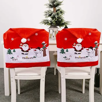 Krēsla Pārsegs Vakariņas Pusdienu Galda Santa Claus, Sniegavīrs ar Sarkanu Vāciņu Rotājumu Krēsla Aizmugurējo Vāciņu Mājās Ziemassvētku Galda Dekorēšana 50*60cm