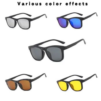 Kvadrātveida Retro Klipu Saulesbrilles Vīriešiem Polarizētās Sieviešu Nakts Redzamības Optiskās Rāmis Set 5+1 Saules Brilles 2019 Lunettes Oculos UV400