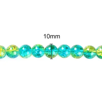 Doreen Lodziņā karstā 160pcs Ūdens Lapiņas ar Pērlītēm Zilā un Zaļās Crackle Stikla Pērlītes 10mm (B12251)