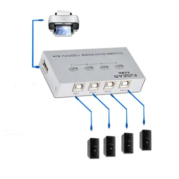 4 Port USB Switch Box Selektora Auto Sharer četri un viens no vairākiem datoriem koplietot vienu USB Printeri Ierīces FJ-4UA
