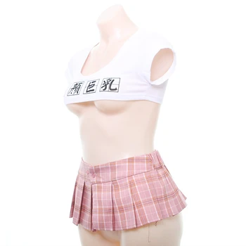 Seksīga Sieviešu Japāņu stilā-line mini svārki un Papildu Īss Krekls iestatīt Karstā Slim meitene Dzīvoklis Krūts Gudrs, Eksotiskie Apģērbi Caurspīdīga