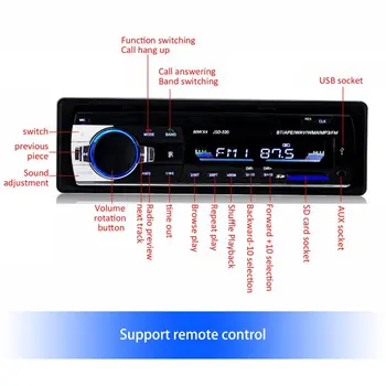 12V universālo Auto MP3 Automašīnas Stereo FM AUX Ieeja SD Uztvērējs USB MP3 Radio Atskaņotājs, In-Dash Vienības