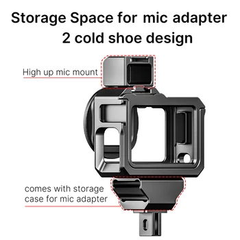 Ulanzi G9-5 Rīcības Vlog Kamera, Būris, Metāla aizsargkorpusu ar Dual Aukstā Apavu Mount 52mm Filtru Adapteri, par GoPro Hero 9