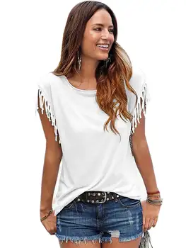 Sieviešu Kokvilnas Pušķis Gadījuma T-krekls bez Piedurknēm vienkrāsainu t-veida, ar Īsām Piedurknēm O-veida kakla Sieviešu Apģērbu t krekls karstā pārdošanas 2019. gadā