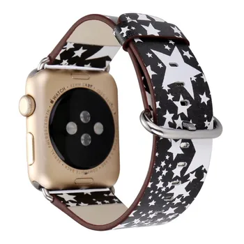 Ādas Band Apple Pulksteņu Siksniņas 44mm 42mm 40mm 38mm Galvaskausa Zvaigznes Nomaiņa Watchbands par iWatch Sērija 1 2 3 4 5 Aproce