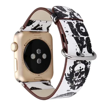 Ādas Band Apple Pulksteņu Siksniņas 44mm 42mm 40mm 38mm Galvaskausa Zvaigznes Nomaiņa Watchbands par iWatch Sērija 1 2 3 4 5 Aproce