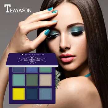 TEAYASON mirdzēt eyeshadow palete 9 krāsas-zaļa, purpura, zilā pigmenta ilgstošu ūdensizturīgs mirdzumu eyeshadow pulveris AM088
