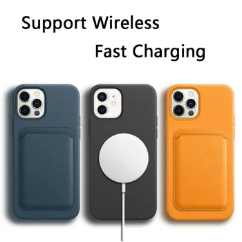 Īsta Ādas somiņa iPhone 12 Pro Max 12 Mini Telefonu Gadījumos Magsafing Luksusa 1:1 Bezvadu Maksas seguma iphone 12 12pro