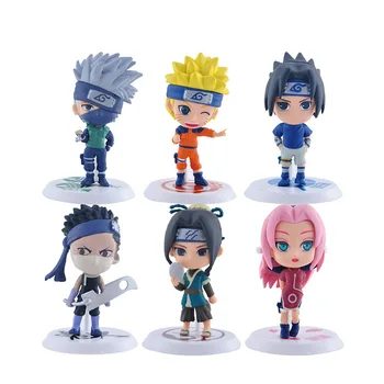 6pcs/daudz anime Statuetes Naruto Gaara Hatake Kakashi Uzumaki Naruto uchiha sasuke Q ver. Rīcības Attēls modelis rotaļlietas lelle dāvanu bērniem