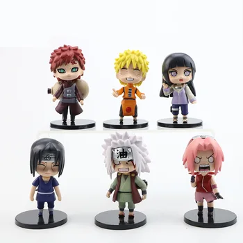 6pcs/daudz anime Statuetes Naruto Gaara Hatake Kakashi Uzumaki Naruto uchiha sasuke Q ver. Rīcības Attēls modelis rotaļlietas lelle dāvanu bērniem