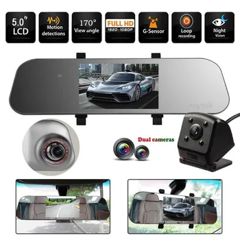 Kamera Auto Ierakstu 3inch 1080P DVR Atpakaļskata Spogulī, Digitālais Diktofons, Fotokamera Dash Cam G-sensors, Parkošanās Monitors Dashcam A80