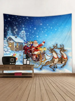 Santa Claus Elk Sniegpārslas, Ziemassvētku Puse, Gobelēns, Art Deco Segu, Aizkaru Piknika Galda Drānu, Guļamistabas, Dzīvojamo Istabu Kopmītnē