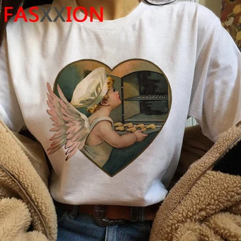 Harajuku Eņģelis Smieklīgi Karikatūra T Krekls Sievietēm Ullzang Vintage Grafiskais T-krekls Streetwear Estētisko T Atdzist 90.gadu Top Lakrosa Sieviešu