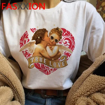 Harajuku Eņģelis Smieklīgi Karikatūra T Krekls Sievietēm Ullzang Vintage Grafiskais T-krekls Streetwear Estētisko T Atdzist 90.gadu Top Lakrosa Sieviešu