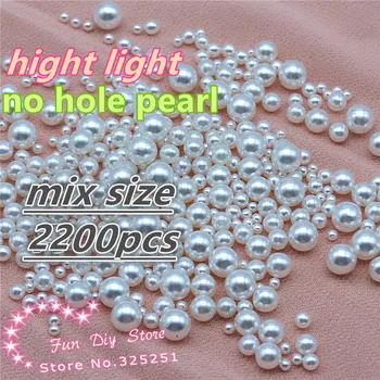 Augstums gaisma balta, nav caurumu apaļa pērle 2200pcs/2 3 4 5 6mm apģērbs, aksesuāri, krelles