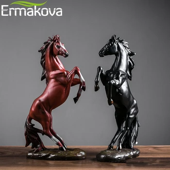ERMAKOVA Eiropas Kara Zirgs Skulptūru Statuja Sveķu Mājas Dekorēšanas Piederumi Dzīvnieku Statuja Mūsdienu Amatniecības Dāvanu Statuja