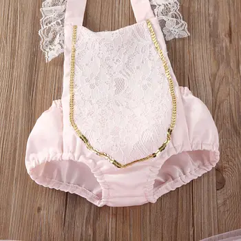 Rozā Baby Meiteņu Mežģīņu Ziedu Romper+Tutu Svārki Kleita 2gab Apģērbs, Apģērbu Komplekts