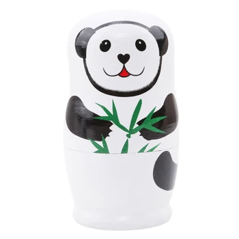2020 5gab/set Roku Apgleznoti Koka Ķīnas Panda Ligzdošanas Lelles Rotaļlietas Matryoshka krievu Lelle Roku darbs Amatniecības Bērniem Dzimšanas dienas Dāvana