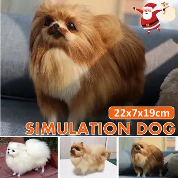 Augstas Kvalitātes 3D Reālistisku Simulāciju Suņu Rotaļlietas, Plīša Pomerānijas Rotaļlietas Lelle Pildījumu Dzīvnieku Bērniem Ziemassvētku Dāvanu Bērniem 22x7x19cm