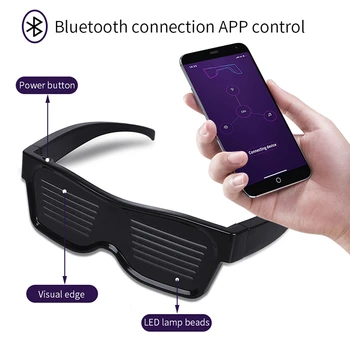 Burvju Flash Led Puse Glāzes App Bluetooth Kontroles Vairogs Gaismas Brilles USB Maksas DJ Saulesbrilles DIY Koncerts Gaismas Rotaļlietas