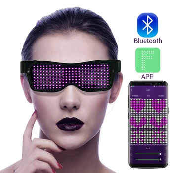 Burvju Flash Led Puse Glāzes App Bluetooth Kontroles Vairogs Gaismas Brilles USB Maksas DJ Saulesbrilles DIY Koncerts Gaismas Rotaļlietas
