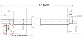 1/2-20 vītni galā mehāniski SFU1605 300mm C7 sistēmu ar vienu 1605 atloka vienu bumbu riekstu