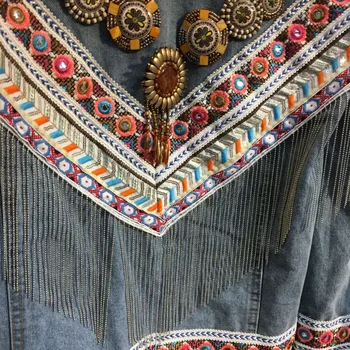 YAMDI jean jaka skrejceļa izšuvumi džinsa mētelis sieviete vintage bohēmijas rudens ziemas džinsa jaka sievietēm 2020. gadam pavasara pušķis drukāt