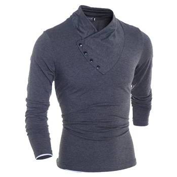 2019 Modes Slim Fit Vīriešu T krekls Personalizētu Slīpā Sprādzes Vīriešu Kokvilnas Apģērbs ar garām Piedurknēm T-krekls Bezmaksas Piegāde