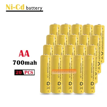 20x AA 700mAh 1.2 V Quanlity Uzlādējams Akumulators NI-CD 1.2 V Uzlādējams 2A Akumulatora Baterias Bateria Baterijas 500 Reizes