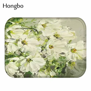 Hongbo Eļļas Glezna Ziedu Anti Slip Doormats Durvis Ieejas Durvīm Mats Āra Ieejas, Iekštelpu Laipni Lūgti Mājās