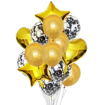 14Pcs 12inch Konfeti Lateksa Baloni 18inch Sirds Zvaigzne Folijas gaisa Balons Happy Birthday Rotājumi Kāzu Festivāls Puse Supplise