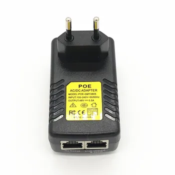 48V 0.5 A CCTV Drošības Uzraudzības PoE Barošanas 24W POE Sienas Kontaktdakšu POE Inžektors Ethernet Adapteri IP Kameras Tālrunis ar MUMS, ES Plug