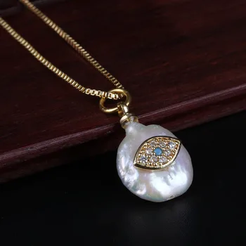 Balts cz bruģēts niecīga, zelta, zila ļauno acu aizsardzība šarmu saldūdens pērļu pērles stīpas auskari sānslīdi kaklasaite kaklarota juvelierizstrādājumu komplekts sieviete