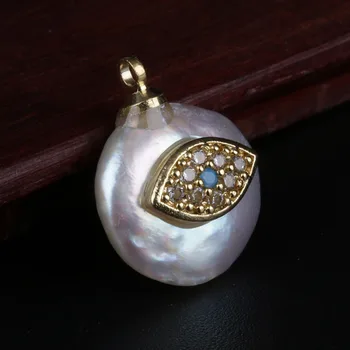 Balts cz bruģēts niecīga, zelta, zila ļauno acu aizsardzība šarmu saldūdens pērļu pērles stīpas auskari sānslīdi kaklasaite kaklarota juvelierizstrādājumu komplekts sieviete