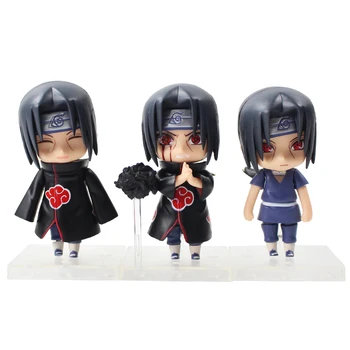 3pcs/set Naruto Shippuden Uchiha Itachi Q Versija Naruto Statuetes Uzstādīt PVC Rīcības Attēls Kolekcionējamus Modeli, Rotaļlietas, 9cm