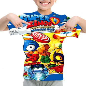 Zēni Sunmmer T-krekli Super Zings 3D T-Krekls Puika Topi Bērniem, Meitenēm Gadījuma T Krekls Superzings Bērnu Kokvilnas ar Īsām Piedurknēm