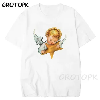 Unisex Eņģelis Cupid T Krekls Vīriešiem/Sievietēm Summer Cartoon Drēbes Harajuku T Estētisko Kawaii Modes Gadījuma Top T-krekls Sieviešu