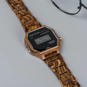 BOBO PUTNS Koka Elektronisko Digitālo Skatīties Vīriešu Modes Luksusa Daudzfunkciju Elektronisko Apriti, Hronometrs, Pasūtījuma Dāvanu смарт часы