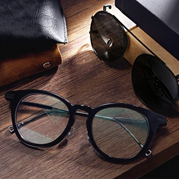 Titāna Acetāts Apaļas Brilles Rāmis ar Polarizētu Klipu Saulesbrilles Vīriešiem Tuvredzība, Optiskās Brilles, Sieviešu, Recepšu Brilles