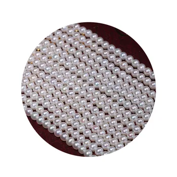 Saldūdens Pērļu kaklarotu Apaļas formas ar Izmēru 3-4mm ideāls spīdums Rotaslietas DIY zaudēt pērle daļām