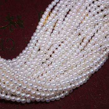 Saldūdens Pērļu kaklarotu Apaļas formas ar Izmēru 3-4mm ideāls spīdums Rotaslietas DIY zaudēt pērle daļām